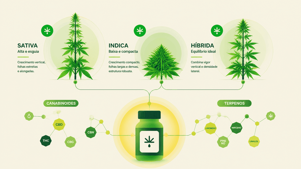 Entenda as diferenças entre cannabis indica, sativa e híbrida para uso terapêutico