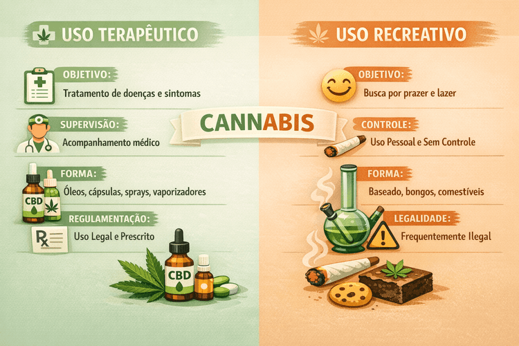 Diferença entre uso recreativo e uso medicinal