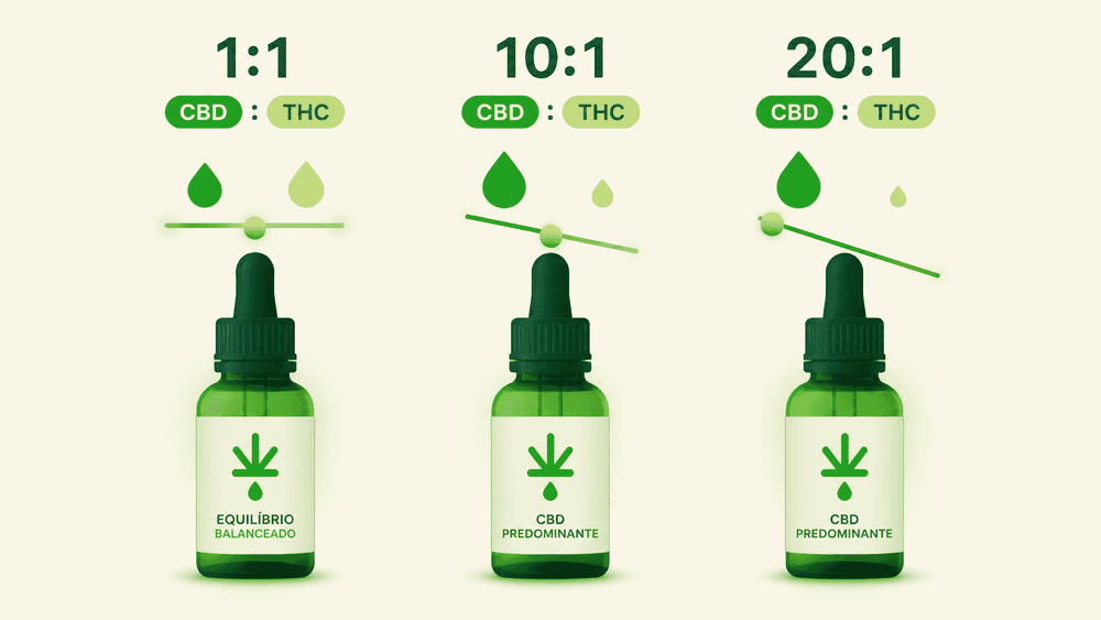 Proporção CBD:THC: o que significa 1:1, 10:1 e 20:1 nos óleos de cannabis?